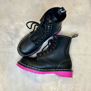 Dr. Martens 1460 Pink Sole Wanama Leather Jungle Zip Boots 6
